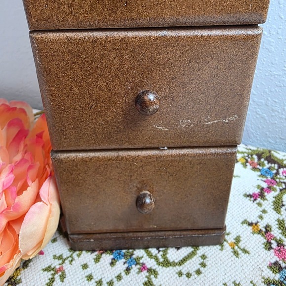 Vintage Wooden Heart Apothecary Organizer 6 Drawer Jewelry Box Cottage Decor - Picture 5 of 14